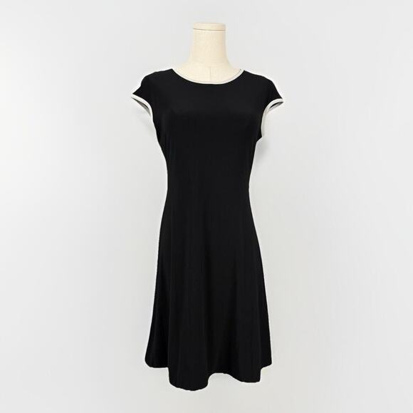 Annalee Hope Retro Sport Dress Sz S Black Tennis Piping Trim Stretch Active USA - Picture 2 of 9